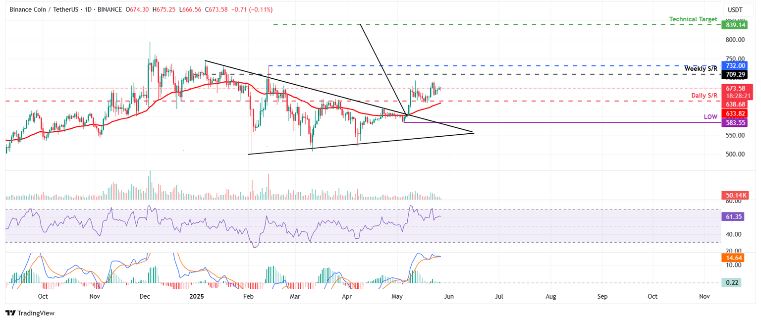 Gráfico diario de BNB/USDT