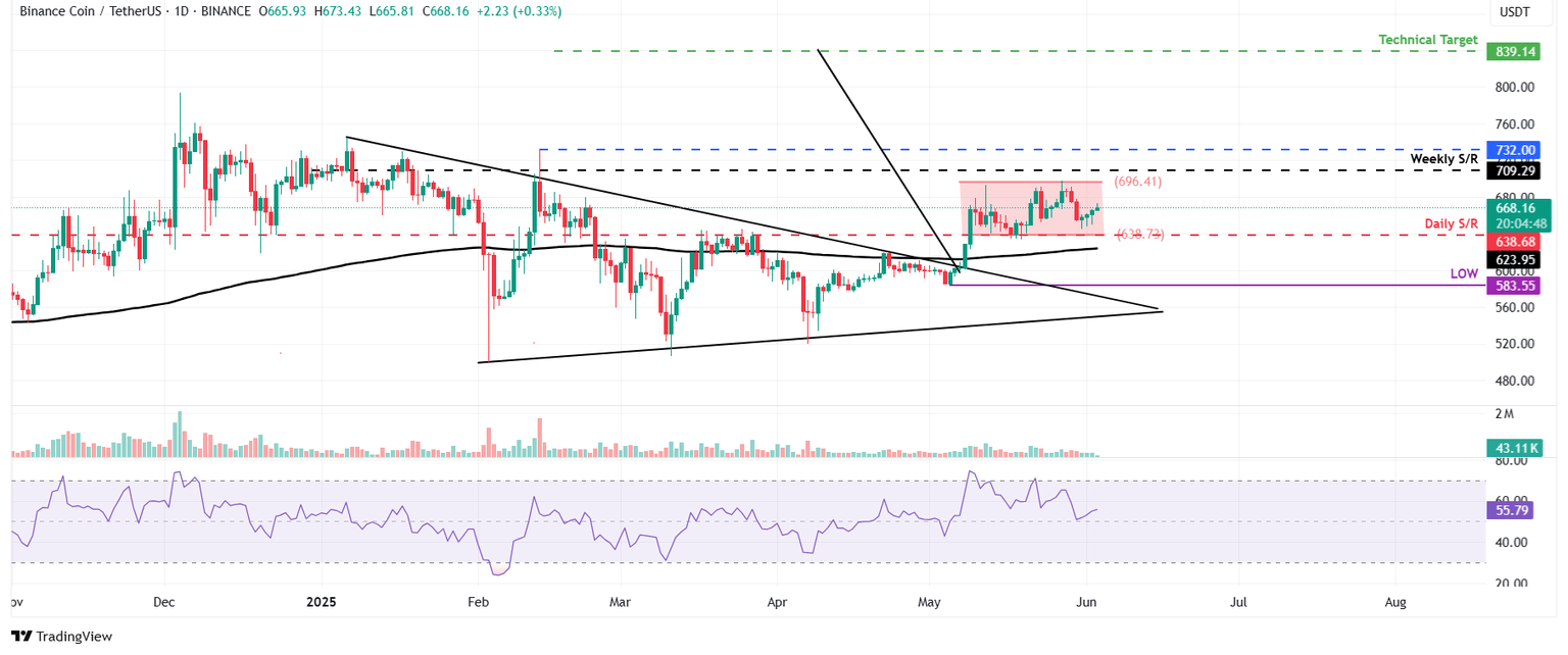 Gráfico diario de BNB/USDT