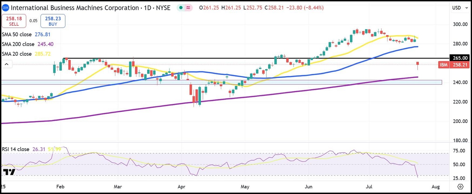 Gráfico diario de acciones de IBM