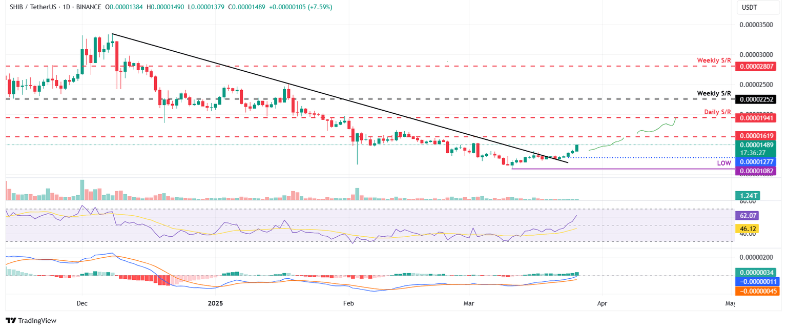 Gráfico diario de SHIB/USDT