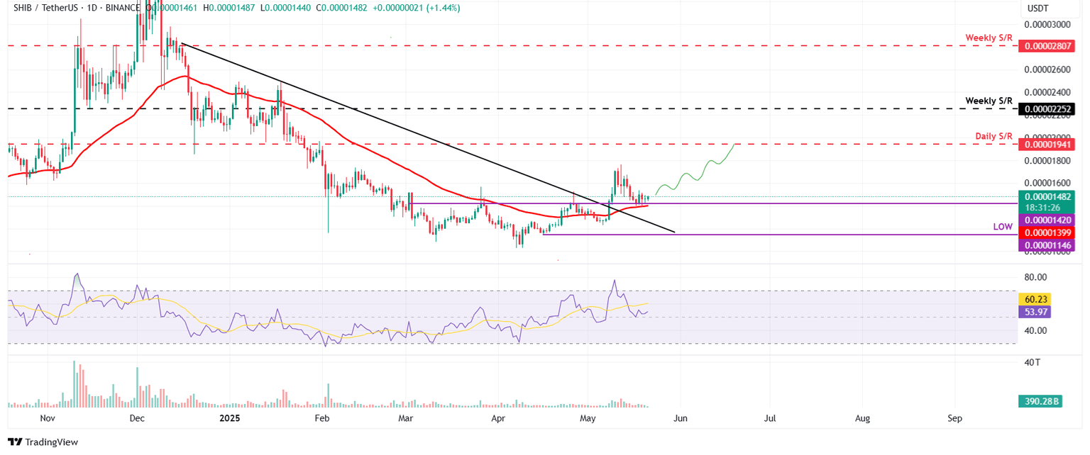 Gráfico diario de SHIB/USDT