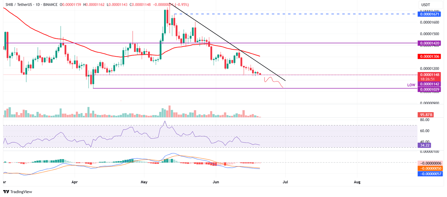 Gráfico diario SHIB/USDT 