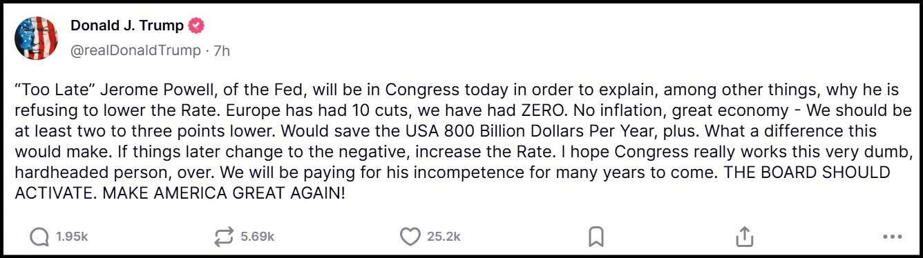 Cuenta de Truth Social del presidente Trump 24 de junio de 2025