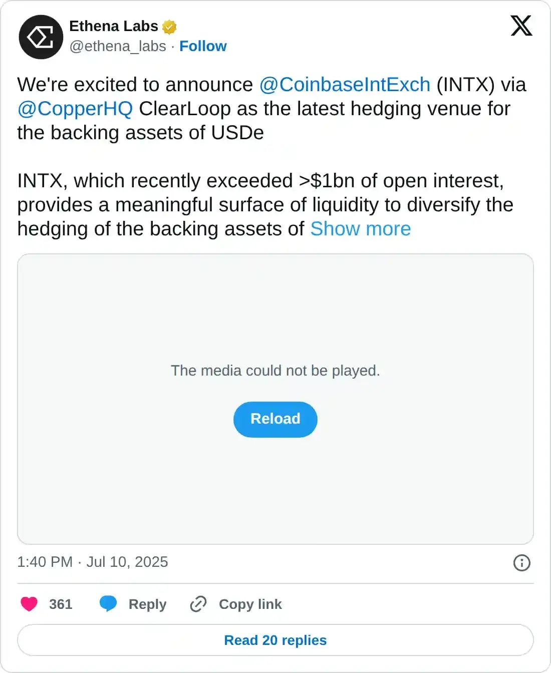https://x.com/ethena_labs/status/1943304366326452472