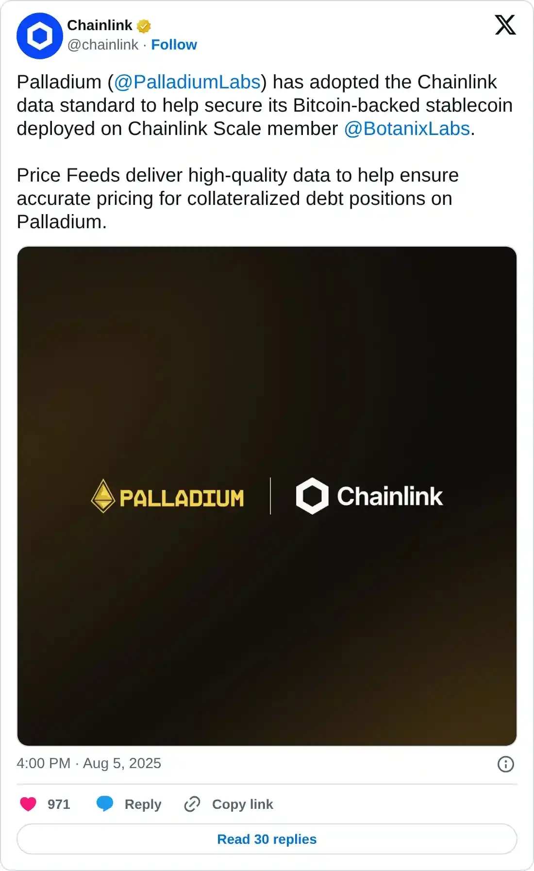 https://twitter.com/chainlink/status/1952761594733060100