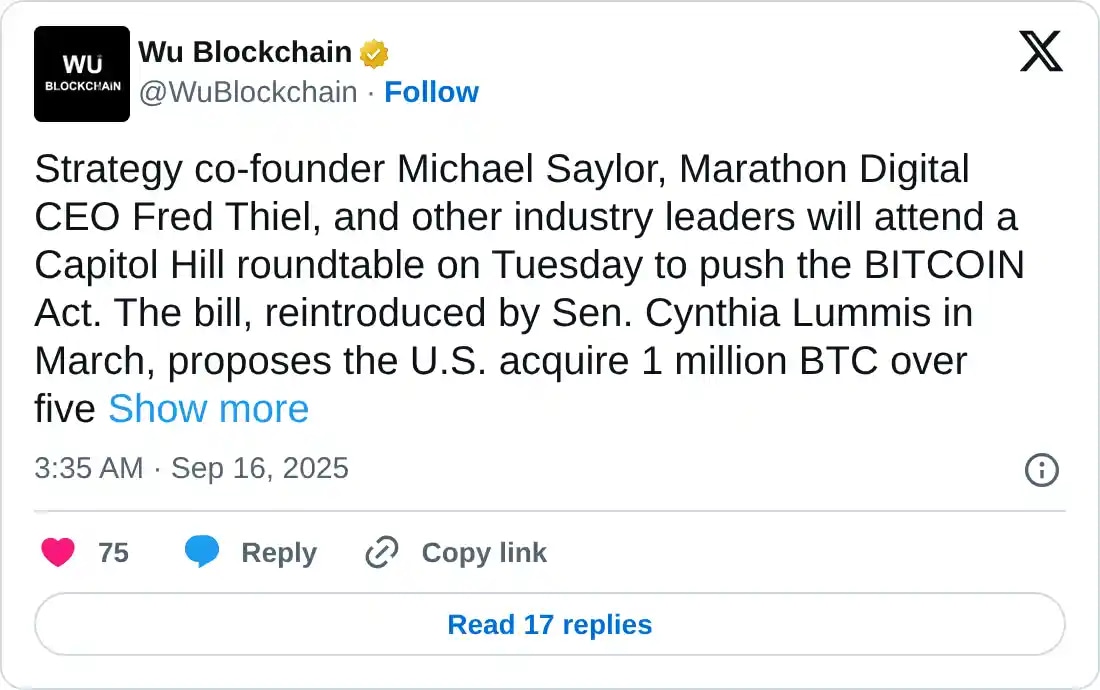 https://twitter.com/WuBlockchain/status/1967794403491320082