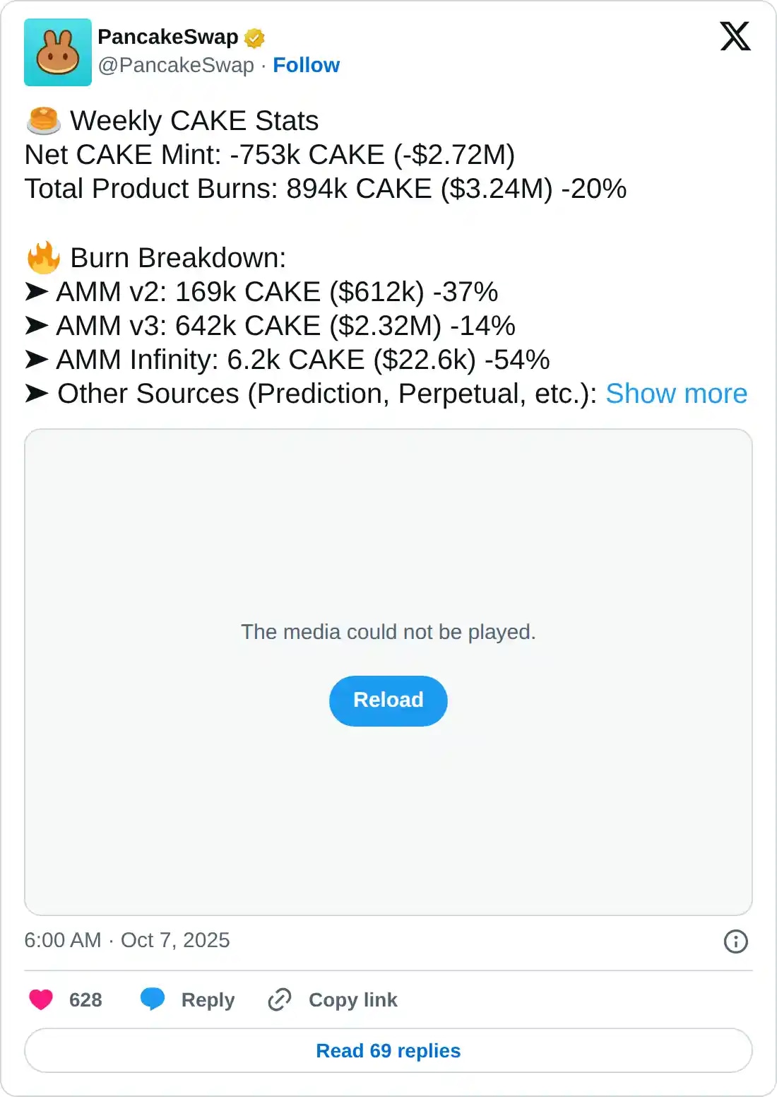 https://x.com/PancakeSwap/status/1975440960407404796