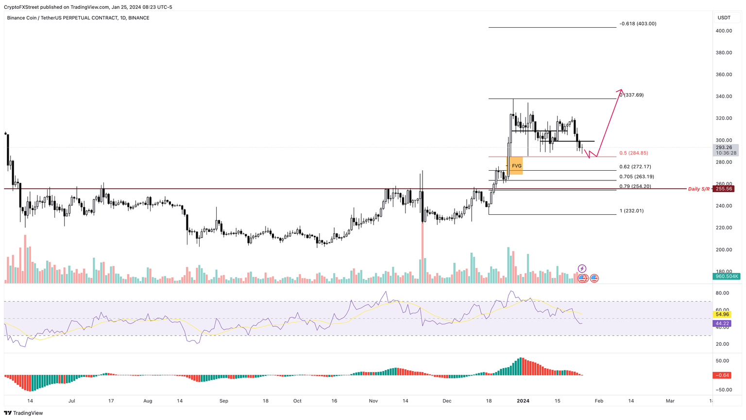 BNB/USDT 1-day chart
