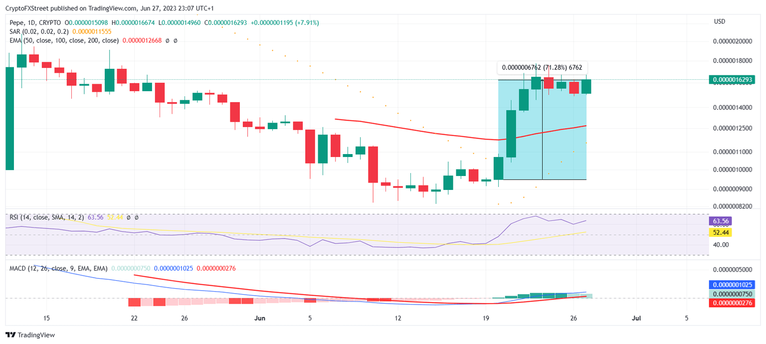 PEPE/USD 1-day chart