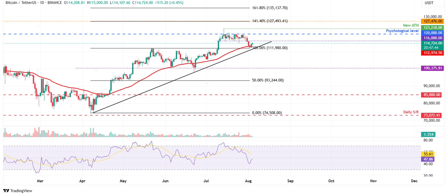 Gráfico diario de BTC/USDT
