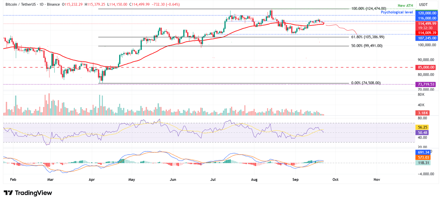 Gráfico diario de BTC/USDT