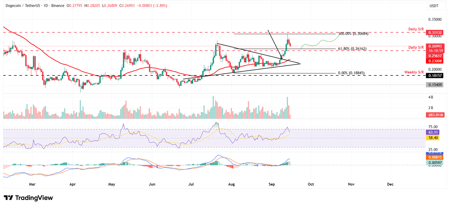 Gráfico diario DOGE/USDT