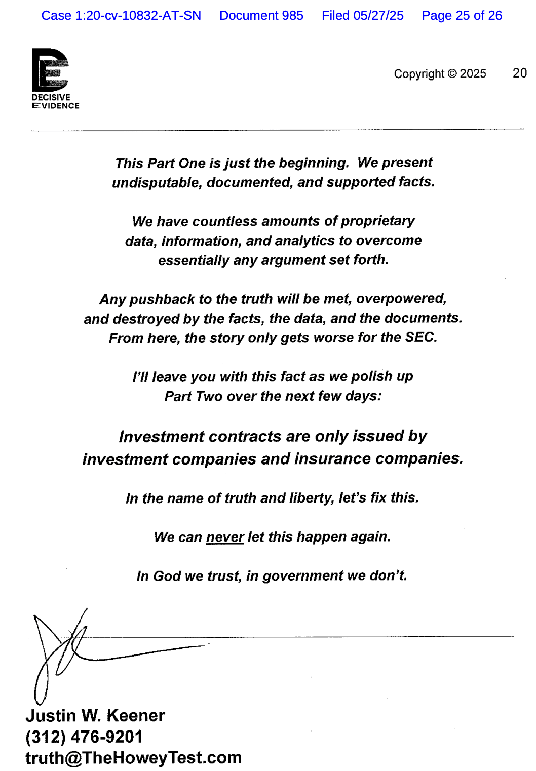 Presentación de Keener en SEC vs. Ripple